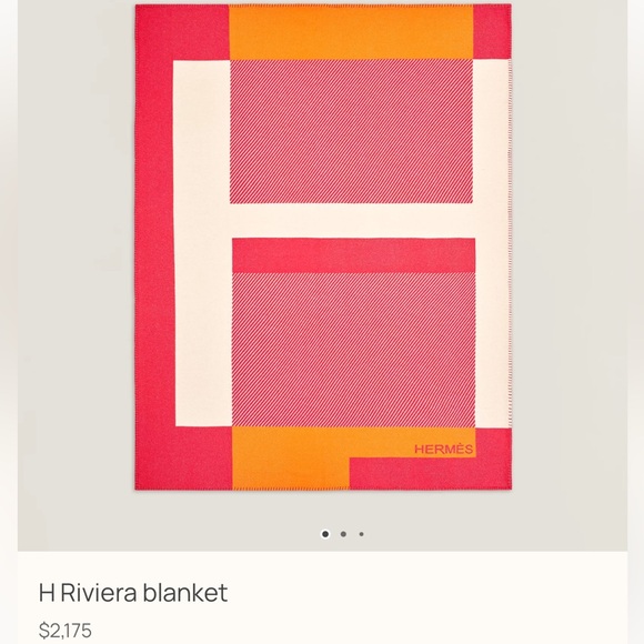 Hermes H Riviera Blanket in Pink Orange & White